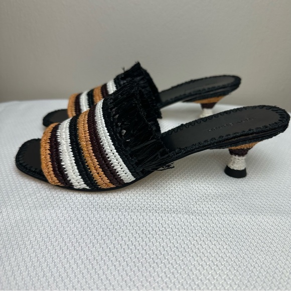 Tory Burch Eleanor Square Tie Braided Raffia Kitten Heel Sandal Sz 7 - Picture 5 of 10